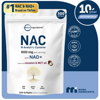NAC 600mg with NAD+, N-Acetyl L-Cysteine + Nicotinamide + MCT Oil